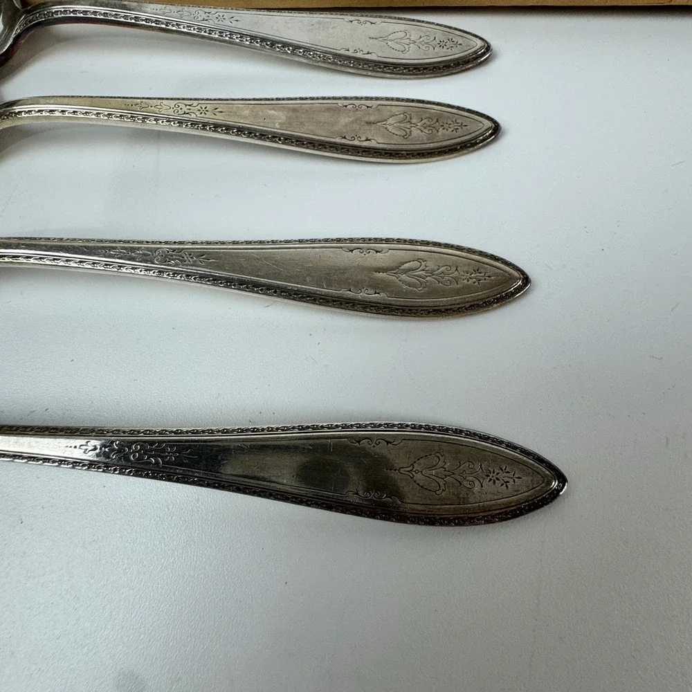 1847 Rogers Bros Argosy Silverplate Teaspoons Set of 4 Vintage 1926 Art Deco 6in